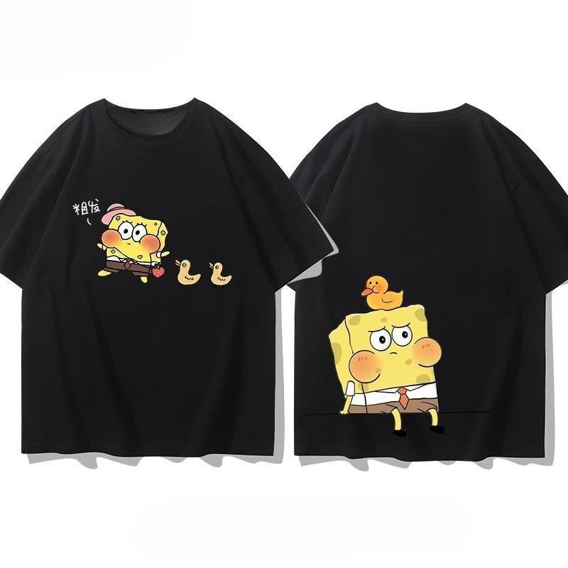 Cute Anime Spongebob Squarepants Printed Cotton Childrens Tshirt Parent Child Casual Day Wear Direct Delivery
