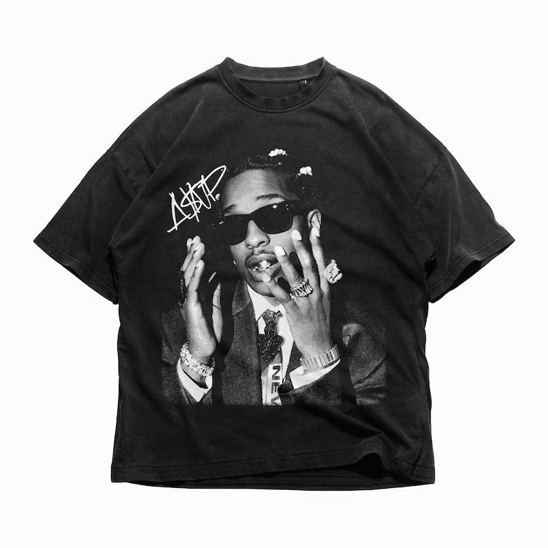 ASAP A AP ROCKY High Street Hip Hop Rap T-Shirt Unisex Schweres Lockeres Kleines Dekolleté Atmungsaktiv Bequem Kurze Ärmel