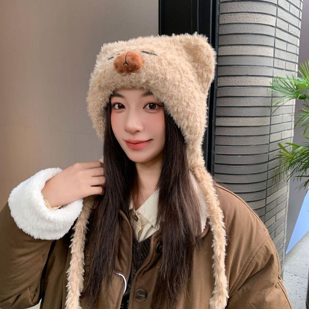 Elastic Capybara Pullover Hat Kawaii Warm Cap Sweet Woolen Hat Outdoor