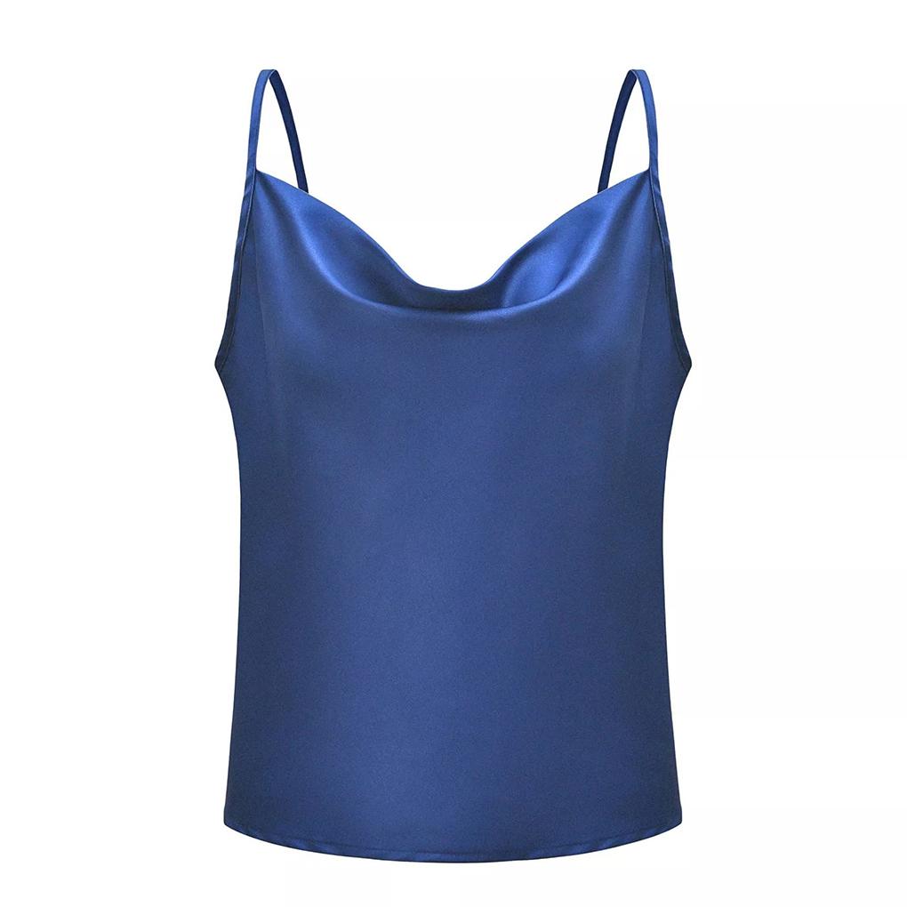 Women Summer Sexy Sling Chiffon Blouse V-neck Sleeveless Solid Color Top