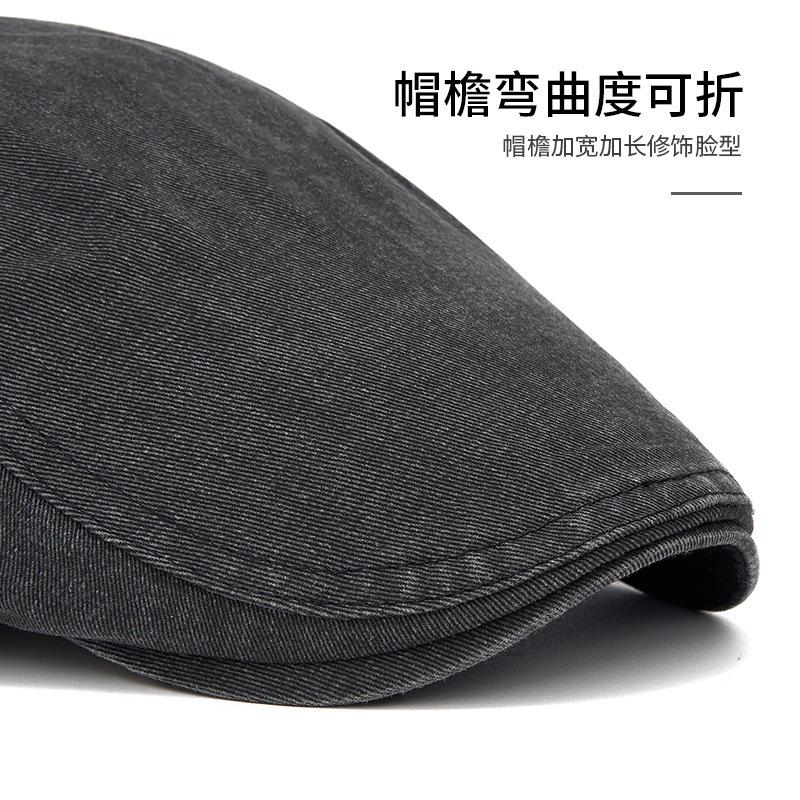 Washed Forward Hat Men's Spring and Autumn Solid Color Light Board Beret British Retro Cap Newsboy Hat