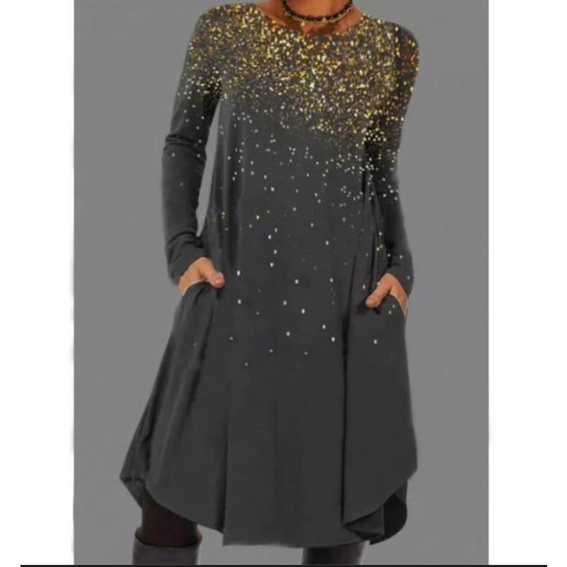 JPNTKY Moda Autunno Inverno Manica Lunga Girocollo Abiti Casual