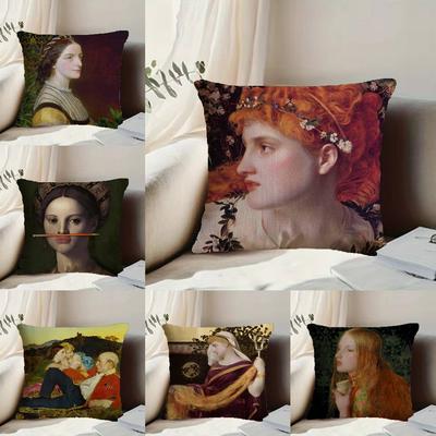 European Fun Figures Painting Pillow Case Anti-dustmite Pillowcase Invisible Zipper Silky Short Plush Sofa Cushion Cover