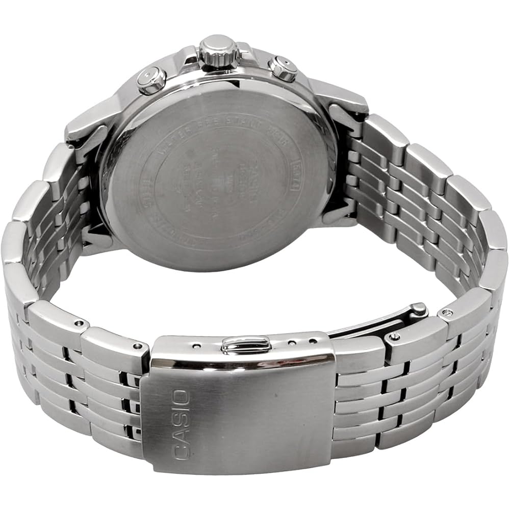 Casio Beside Quartz Men's Watch Sapphire Glass BMS-300D-2AV Stainless Steel Band 24-Hour Display Navy
