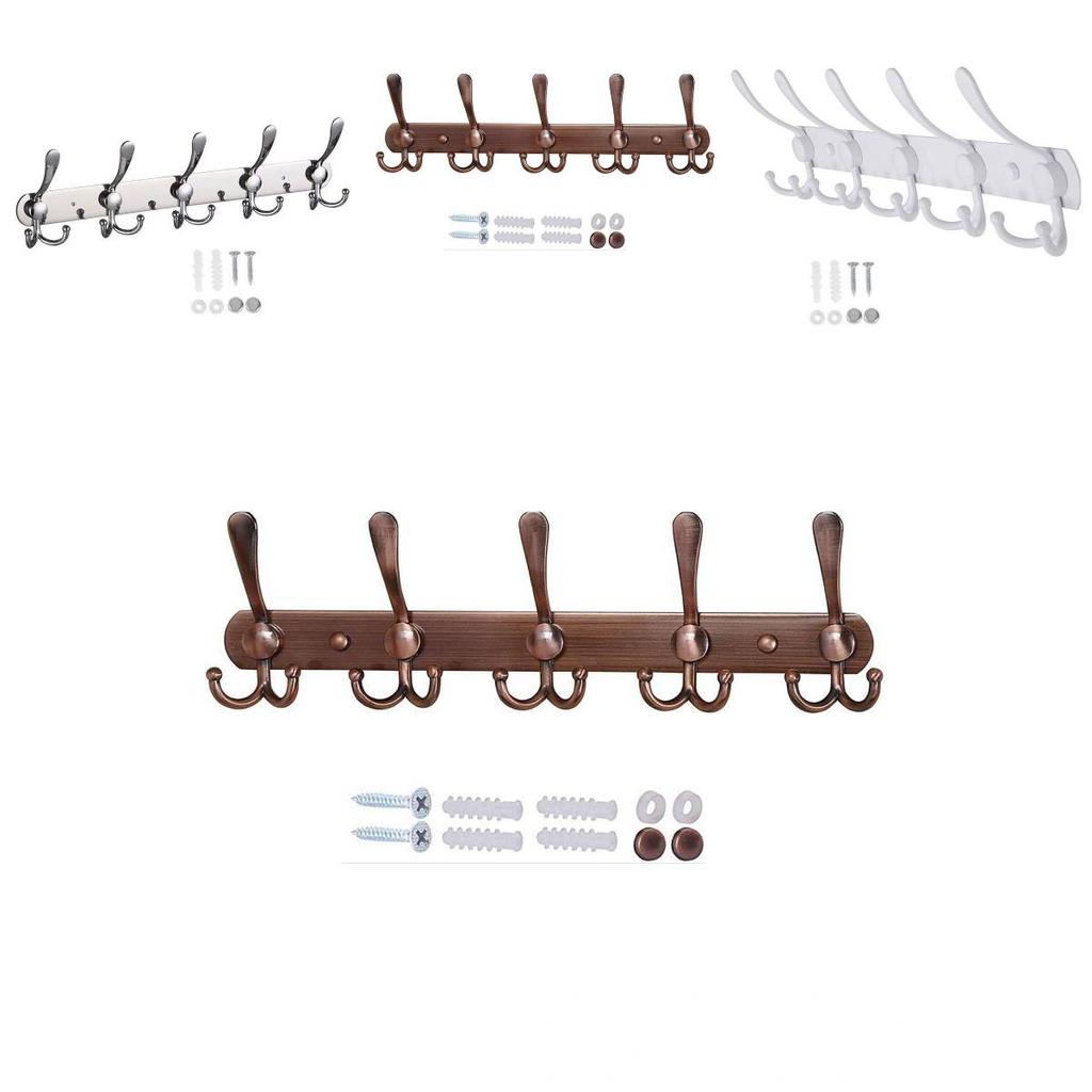 Modern Minimalist Wall Mount Heavy Duty Coat Hook With 5 Hooks For Bathroom And Hotel Doors