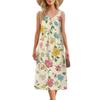 2026 New European and American Style V-neck Flower Print Suspender Dress, Summer Vacation Style Elegant Temperament Dress
