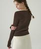 Deuloupisumeon Heart Neck Ribbed Slim Knit Top [M.Grey]