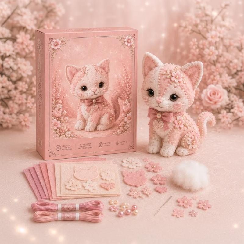 Pink Forest Friends Diy Patchwork Collection, All-Inclusive Sewing Kit To Make Cute Woodland Animals, Household Hobby Decor Gift