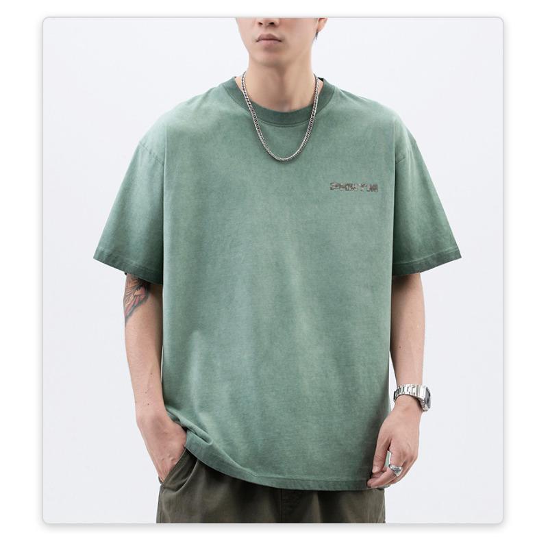 Summer Trendy Brand American Knitted Loose Fashion Printed Men's T-shirt Short Sleeve