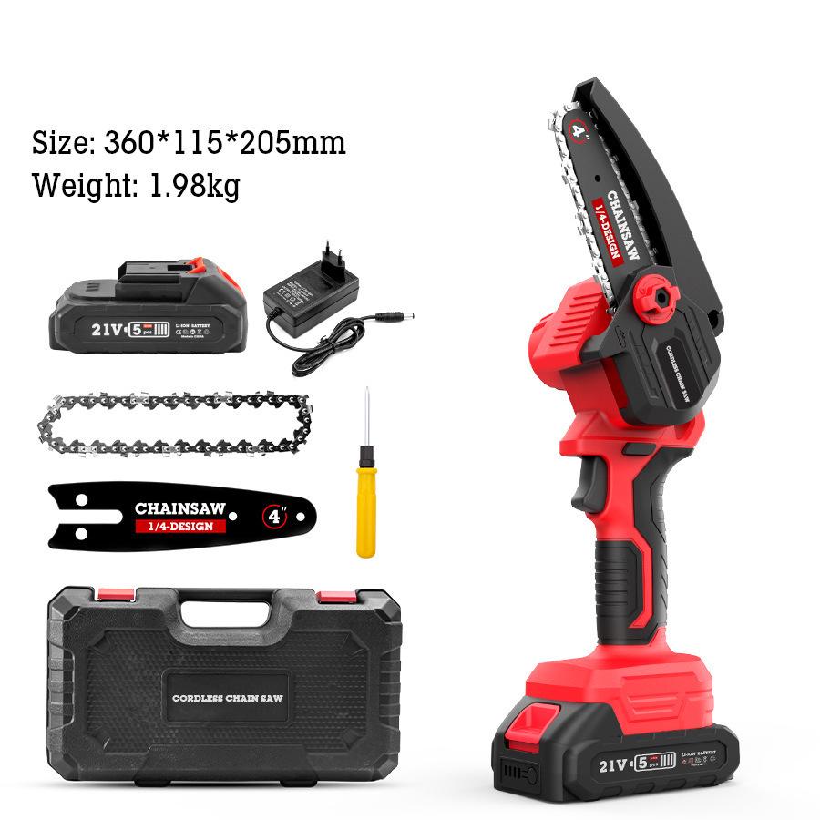 6-inch Cordless Electric Chainsaw with Rubberized Grip, Lithium Battery-Powered, Mini Woodworking & Logging Saw for Garden Tools