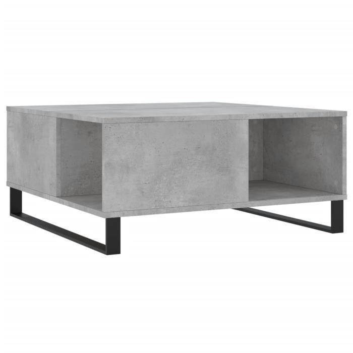 VidaXL Table basse gris béton 80x80x36,5 cm bois d'ingénierie 830792