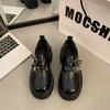 Small Leather Shoes Women's New British Platform Thick Heel Heightening Single Shoes Spring