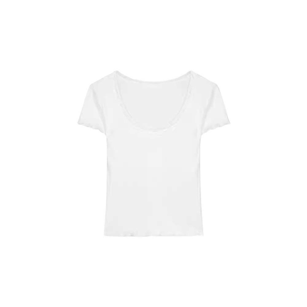 White Lace Short-Sleeve Summer T-Shirt for Girls - Slimming, Casual, and Fashionable