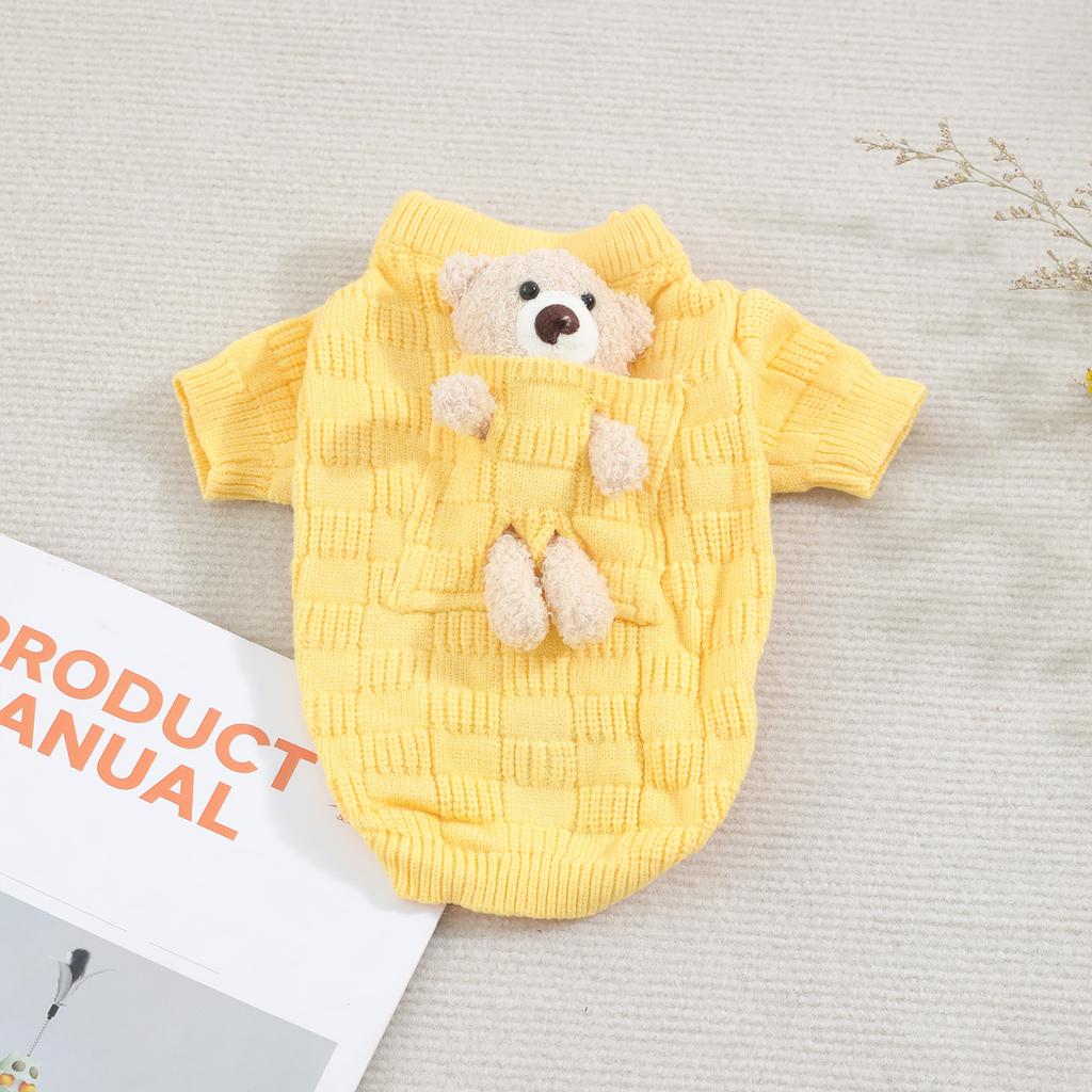 Pet kitten puppy clothes winter thickened pocket bear two legs sweater puppy winter clothing warm pet supplies
