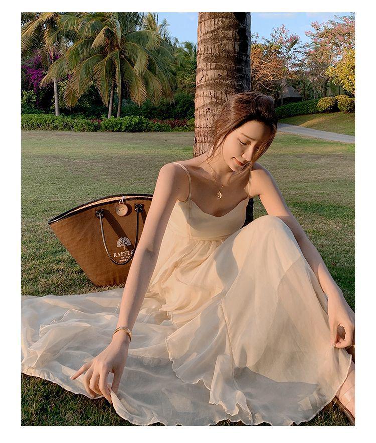 Women’s French Seaside Summer Camisole Dress – Elegant, Gentle Style Beachwear