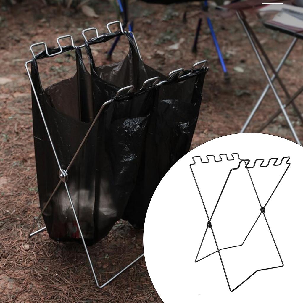 Portable Garbage Bag Stand for Outdoor Barbecues and Picnics,Home Kitchen Foldable Garbage Bag Support Stand,Multi-purpose Metal Stand