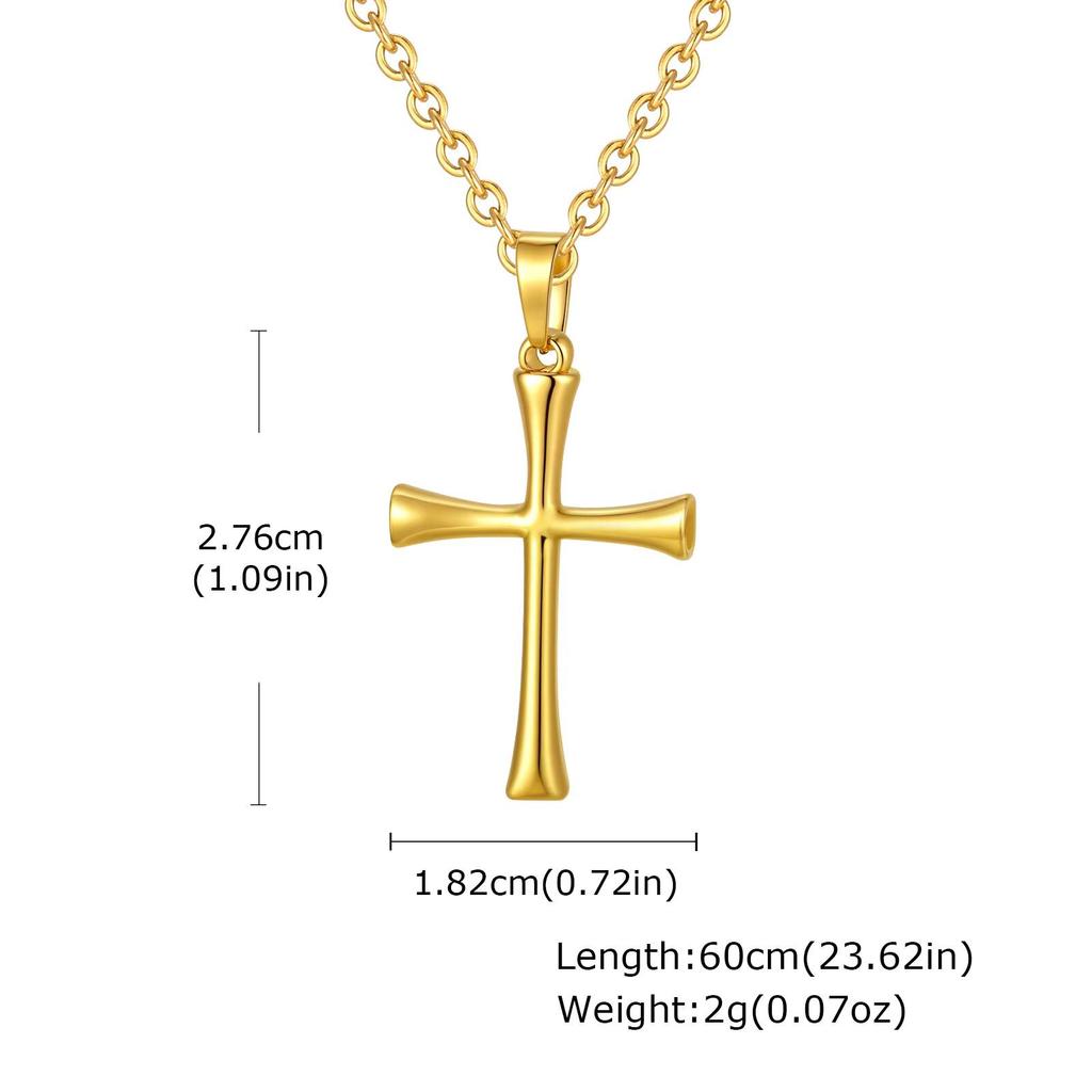 Vnox Stainless Steel Cross Pendant Necklace for Men Women, Silver Color Cross Necklaces, O-Chain Basic Religious Unisex Jewelry