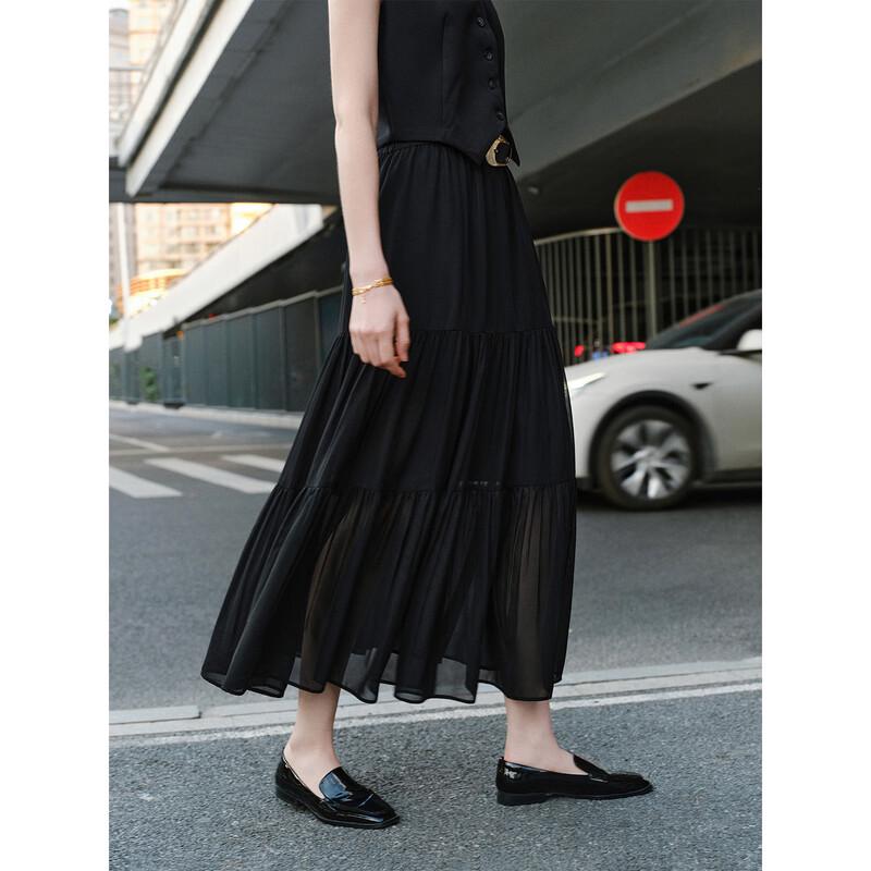 

GIOVANNI VALENTINO Women s Layered Ruffle Black Midi Skirt L