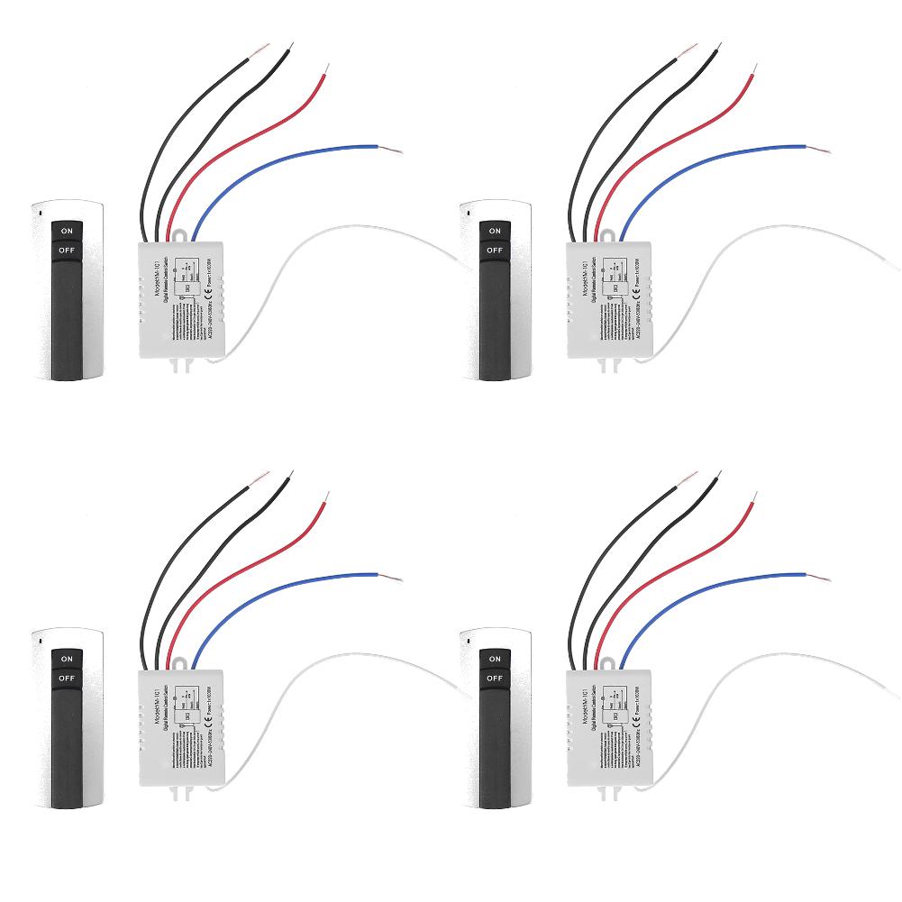 5-1pc One Way ON/OFF 220V Wireless Remote Control Switch for Lamp Light Smart Home Remote Control Switch Receiver Transmitter