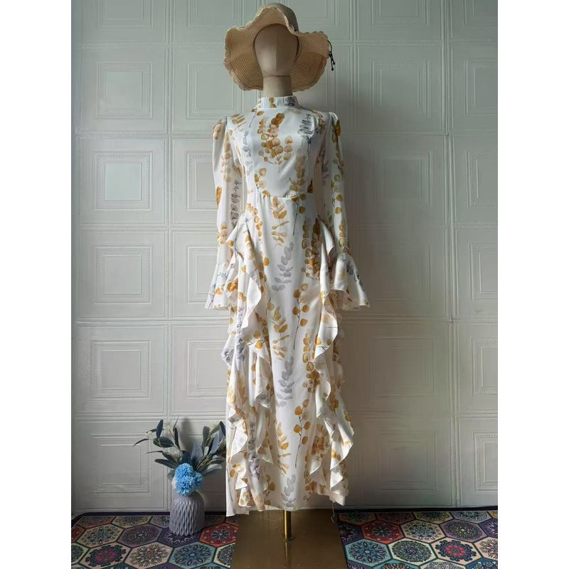 

Мода Новое поступление Мода Темперамент Принтованное Платье на шнуровке с длинными рукавами Принтованное Платье с длинными рукавами Yellow flowers S