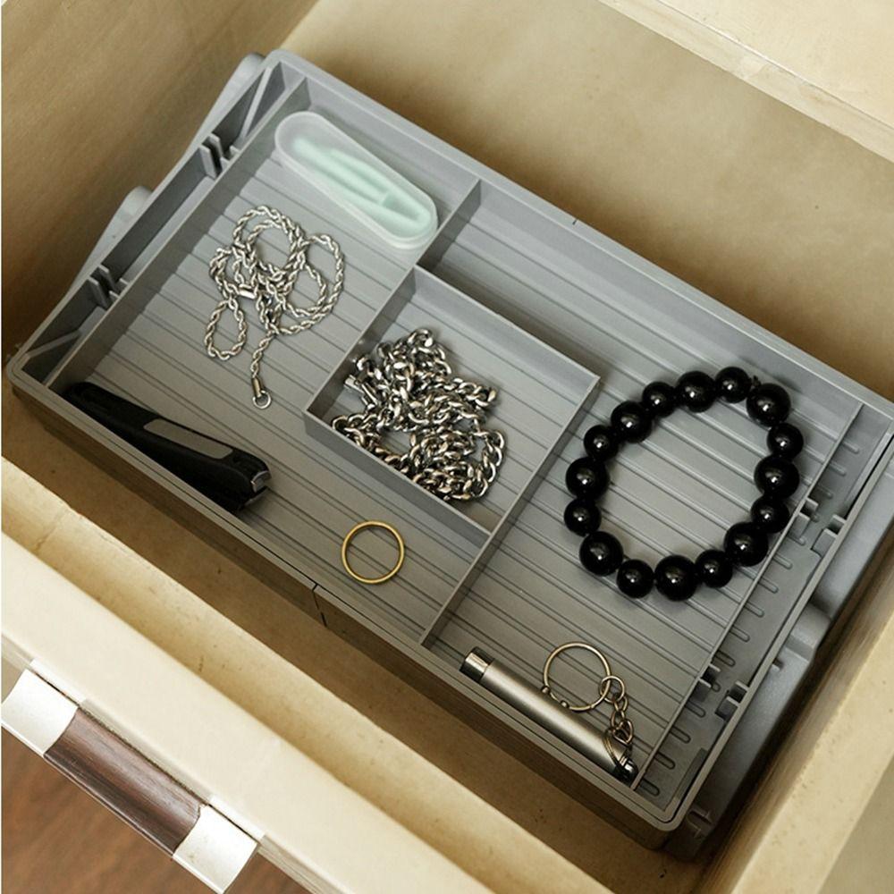 Foldable Makeup Drawer Organizer Collapsible 2/3 Layer Jewelry Holder Organizer Plastic Space Saving Expandable Drawer Organizer