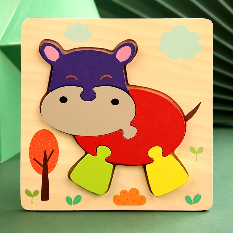 Good Quality 3D Wooden Puzzle Jigsaw for Children Cartoon Animal Puzzles Intelligence Kids Early Educational Cognitive Toys