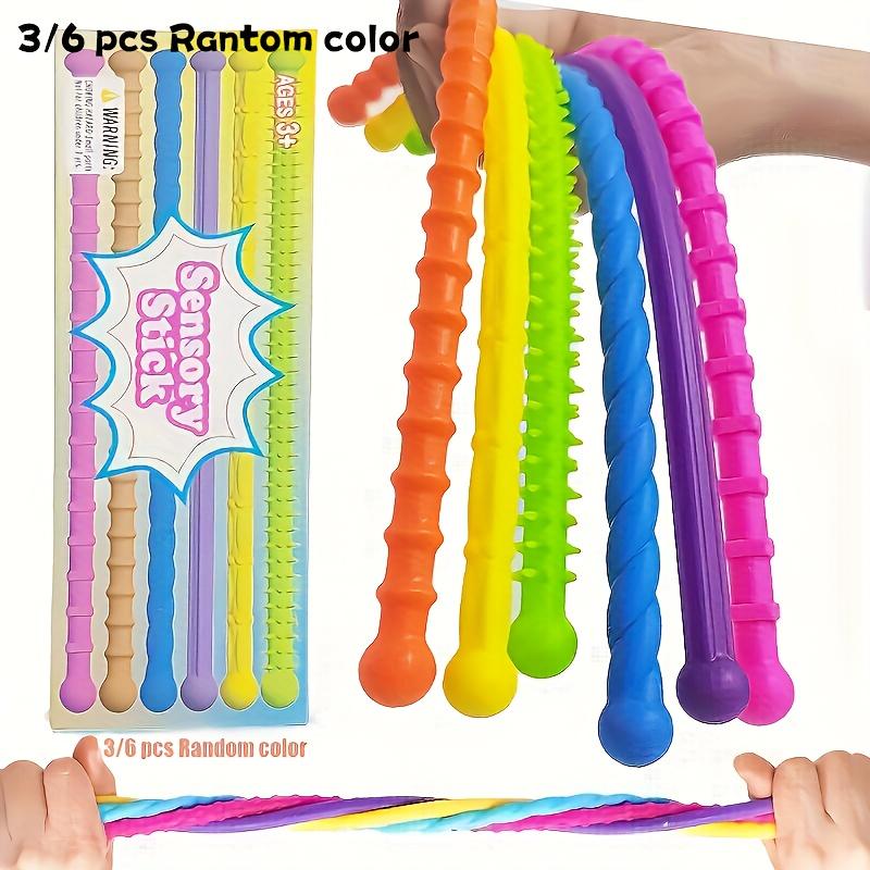 6 Sensory Sticks Reversible Textured Toys,Silicone Fine Motor Skills and Educational Thinking Toys,Perfect Christmas Party Gift