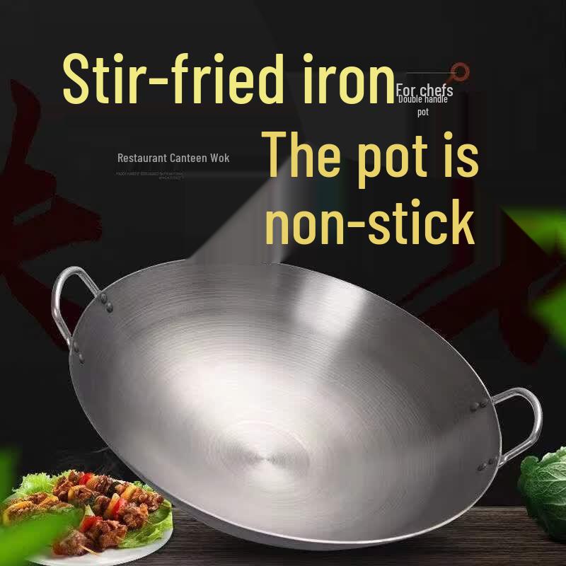 Traditional Double-Handle Iron Wok