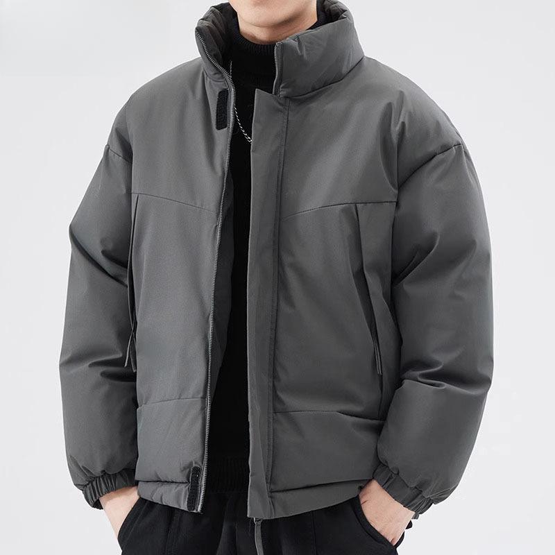 Stand Collar Cotton Coat Men's Winter Thickened Warm Windproof Jacket Men's Trendy Casual Bread Cotton Coat
