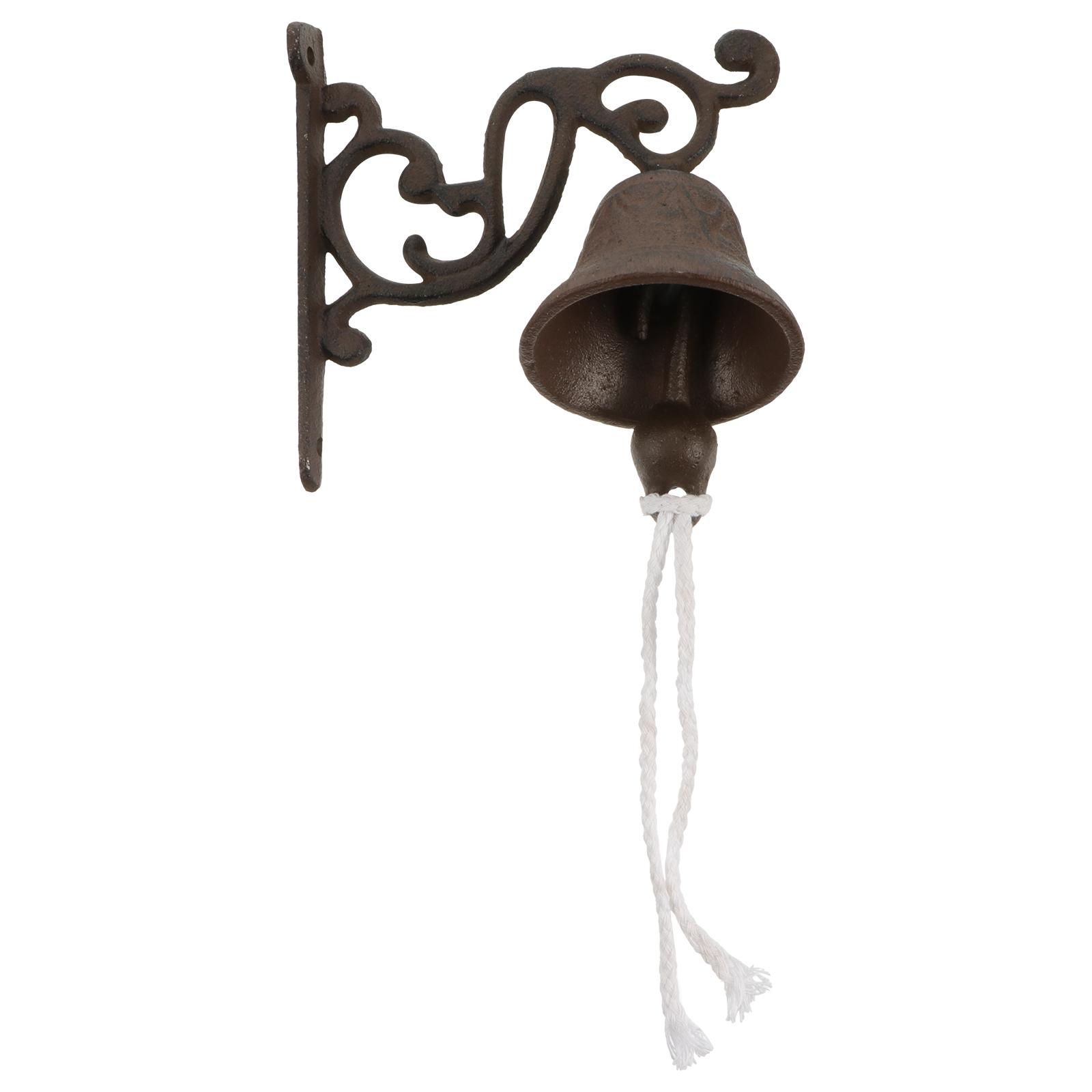 1pc Wrought Iron Doorbell Cast Iron Rustic Style Bell Manually Shaking Chime Portable Garden Decor Bell Christmas nament Home 13X10.9CM