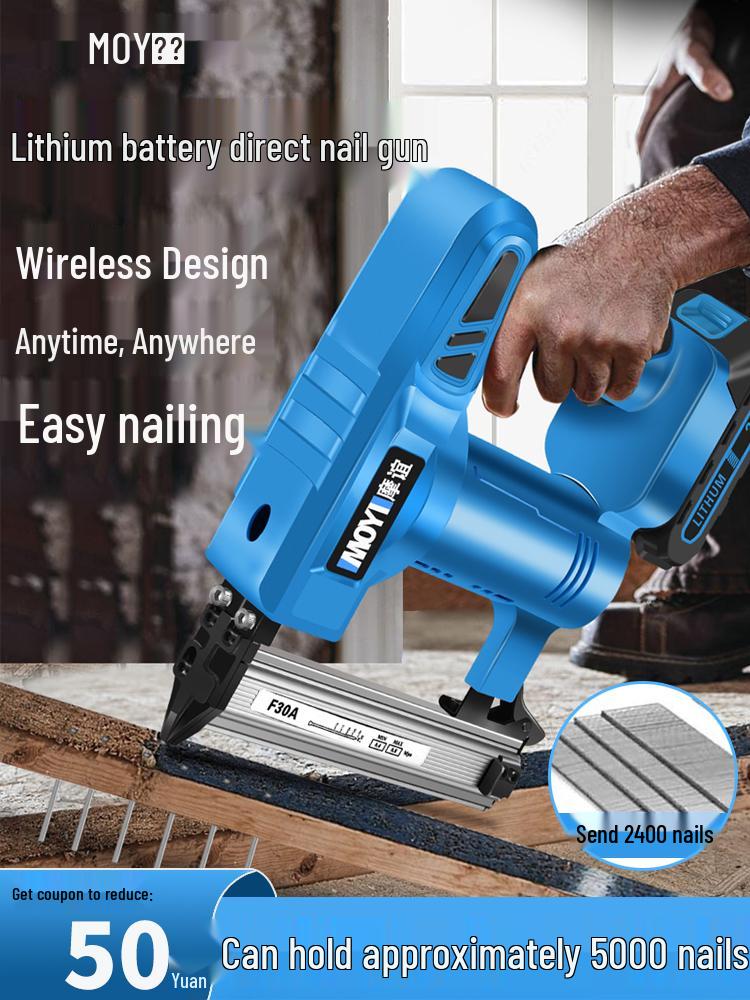 Rechargeable Electric Nail Gun F30 for Woodworking, Brad Nailer, Stapler, Lithium Battery-Powered