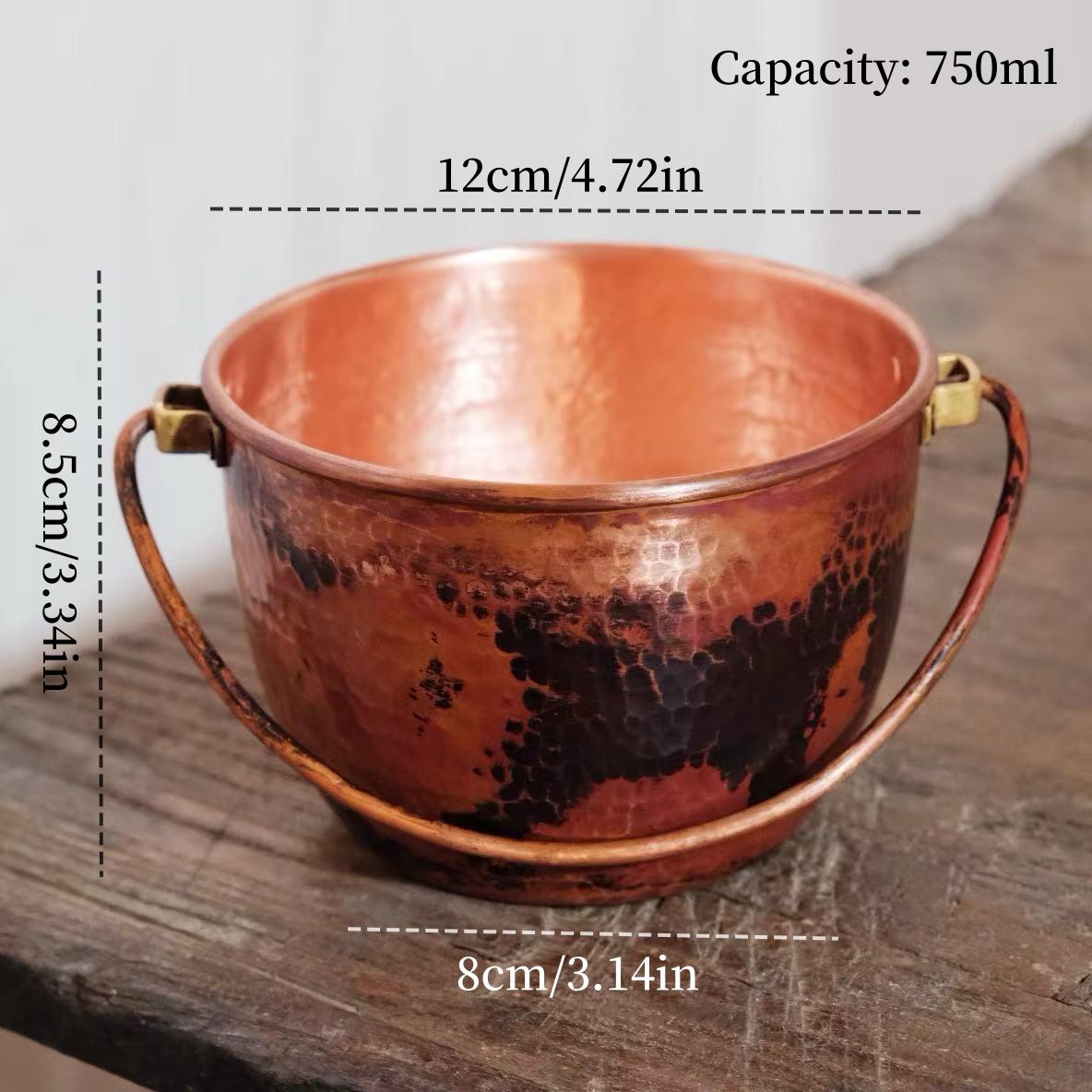 Vintage Copper Ice Bucket,Handcrafted Outdoor Portable Small Size Chilled Beer Beverage Bucket,Ice Cube Storage Bucket Tableware