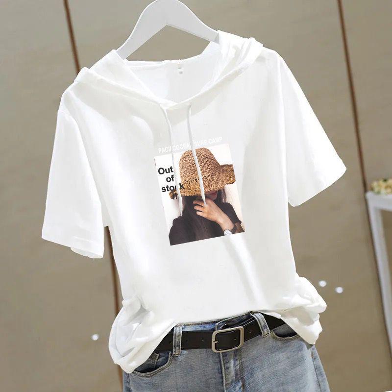 

100% Cotton Women s Plus Size Loose Short Sleeve Sweatshirt - Summer 2024 Korean Style Top M