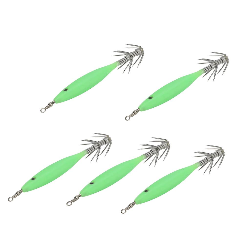 5Pcs 8cm Fishing Lure with Hook Cuttlefish Jig Wood Shrimp Bait for Outdoor Saltwater Freshwater