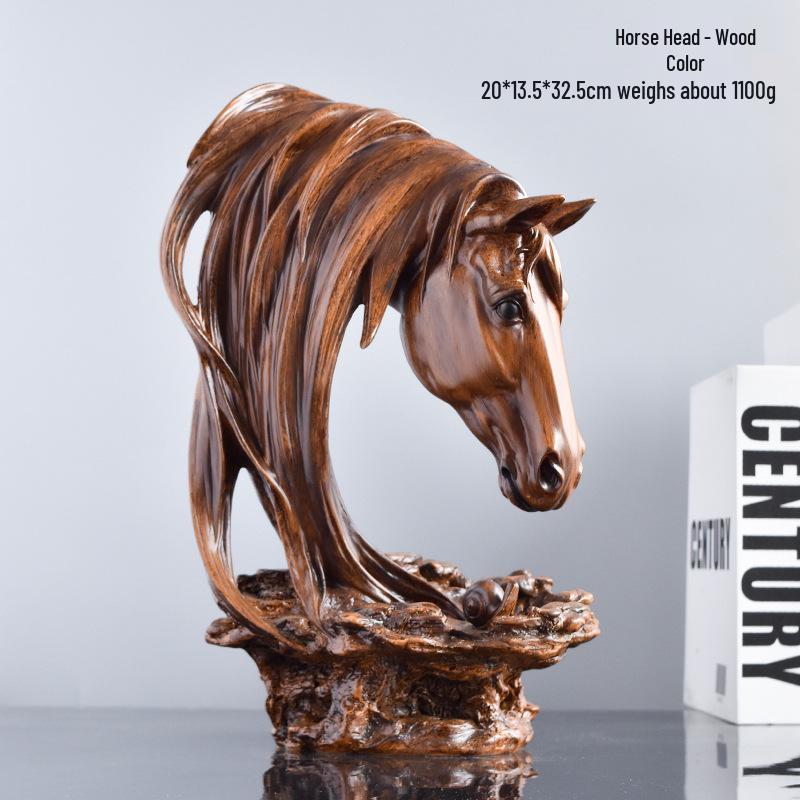 Retro American Country Horse Head Ornament for Home Decor - Living Room, TV Stand, Bar, or Entrance Display