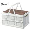 Space Saving Vehicle Storage Folding Box with Lid, Large Capacity Durable Plastic Collapsible Car Trunk Accessories Container, Portable Bin