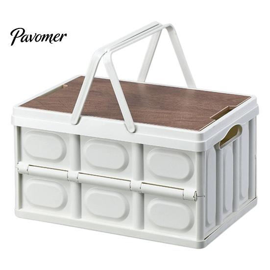 Space Saving Vehicle Storage Folding Box with Lid, Large Capacity Durable Plastic Collapsible Car Trunk Accessories Container, Portable Bin