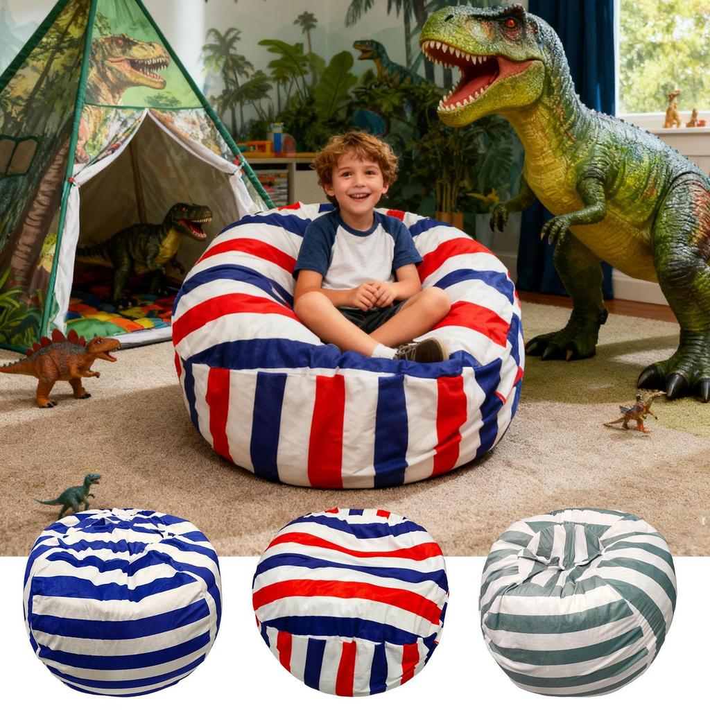 Bean Bag Storage Stuffed Animal Chair Kids Toys with Zip microfiber flannel Children Kids Plush Toy Organizer Large Capacity