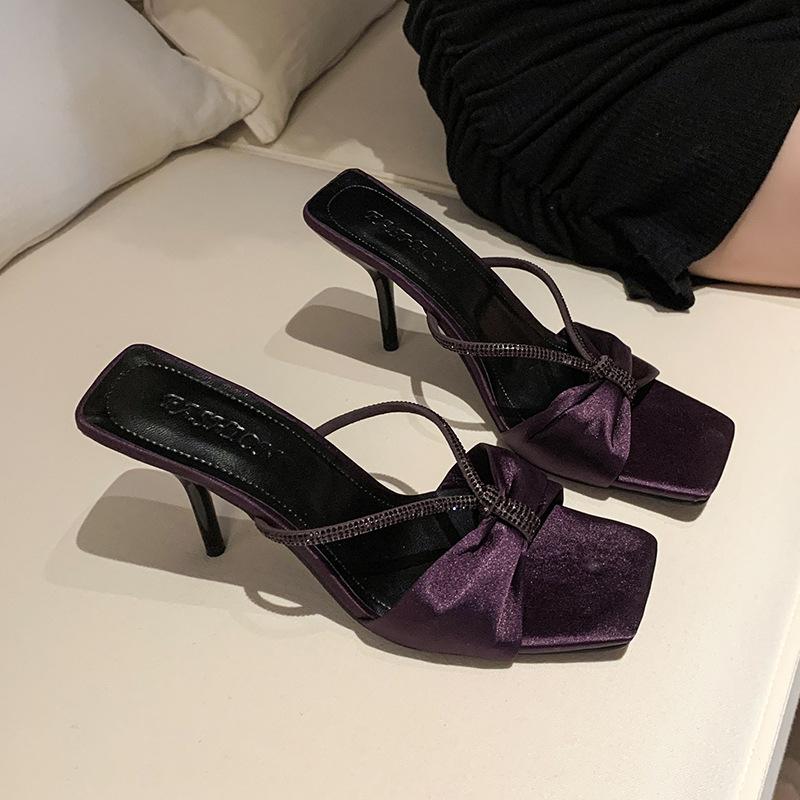 Fashion Crystal Bow Women Mid Heels Women Slippers Fashion Elegant New Trends Shoes 2025 New Slingback Sandals Dress Pumps Party Zapatos
