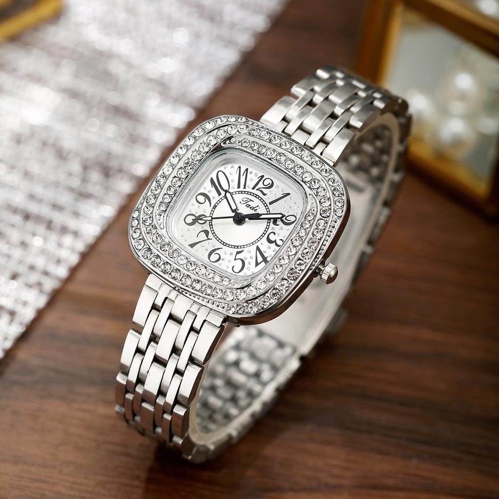 Modern Ladies Jewelry Watch With Alloy Band And Crystal Embellishments For Formal Wear