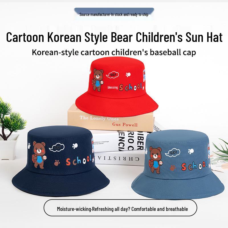 Kinder Fischerhut - Happy Little Bear Design, Sonnenschutz für Jungen & Mädchen