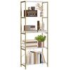 5-Tier Bookshelf, Modern Bookcase with Metal Frame - White and Gold Tone