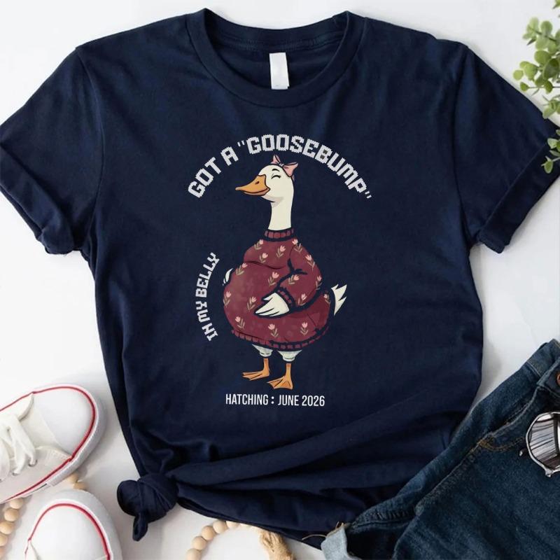 Funny Goose Pregnancy AnnounceUnisext Shirt Set Expecting Couple Apparel Crew Neck Outdoors High Quality Cotton Shortsleev Tees