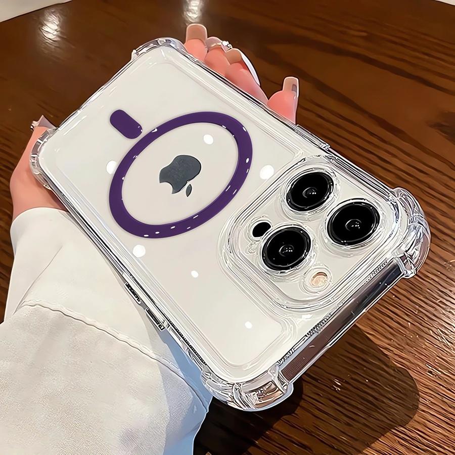 Luxury Clear Magnetic Wireless Charging Phone Case for iPhone 16 Pro Max 15 Plus 14 Pro 13 12 11 Shockproof Bumper Back Cover