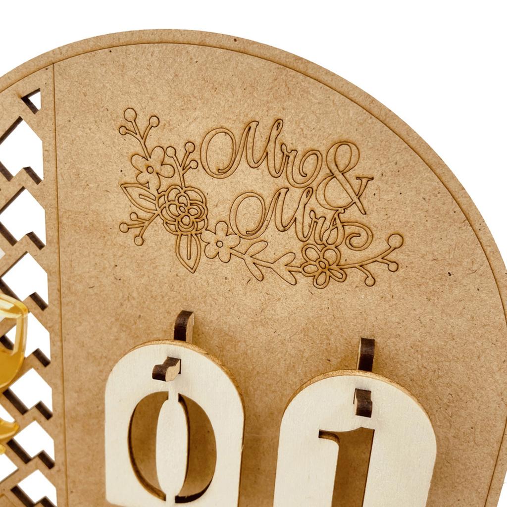 1Set Wood Wedding Countdown Calendar Holiday Birthday Decoration for Indoor Outdoor Garden Yard Decoration Crafts