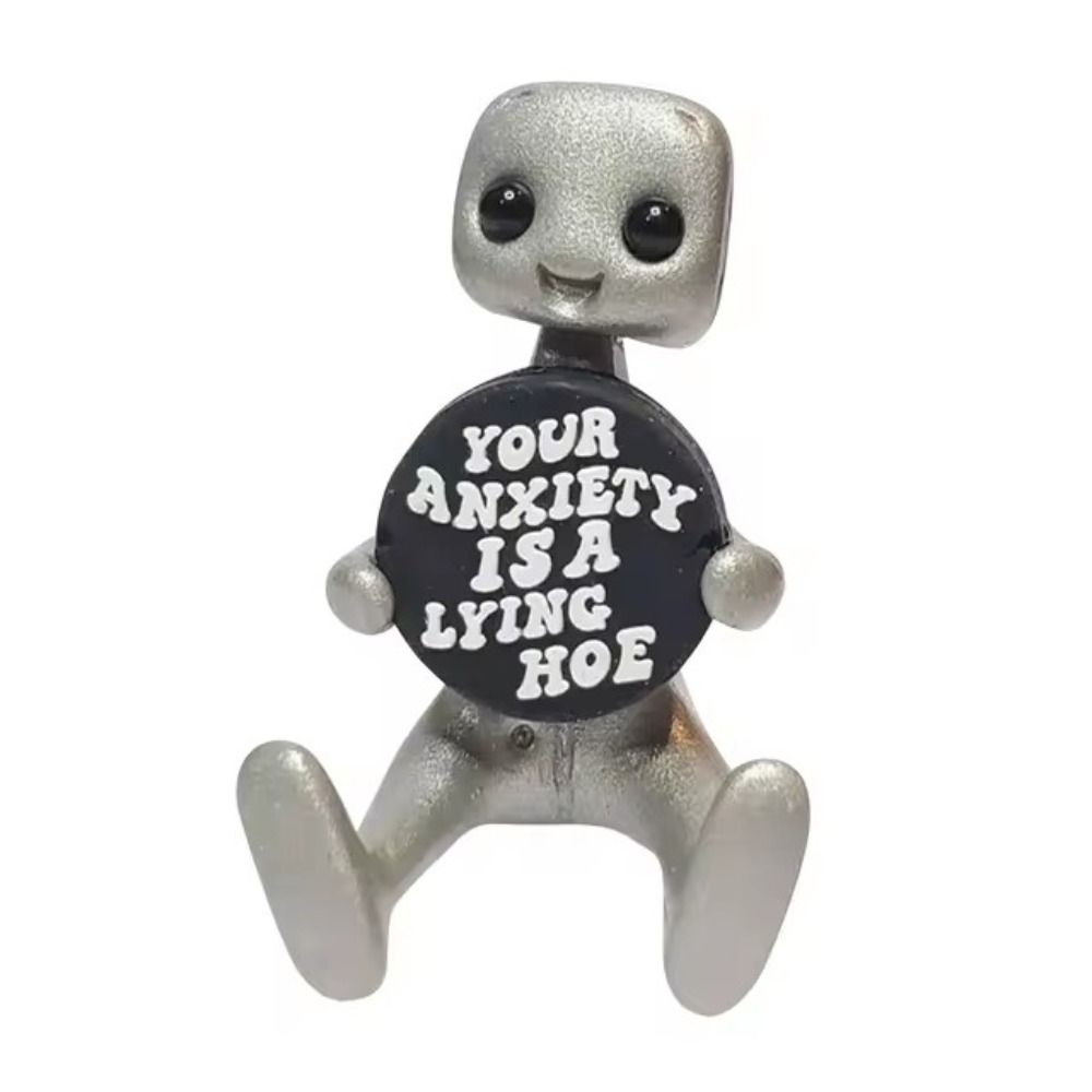 Mental Health Anxiety Robot Figure Resin Sculpture Tiny Robot Figurine Christmas Gift