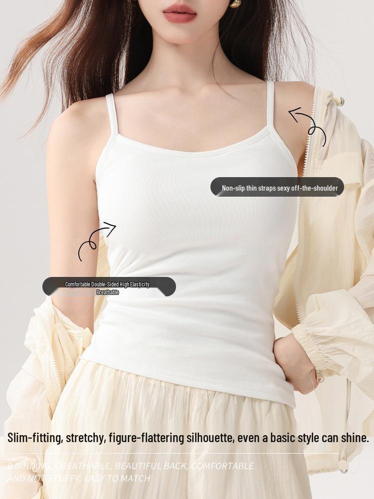 Ärmelloses Baumwoll-Camisole - Schlankmachende Basisschicht für Frühling bis Herbst, Bedeckt die Achselhöhle, Ohne Brustpolster