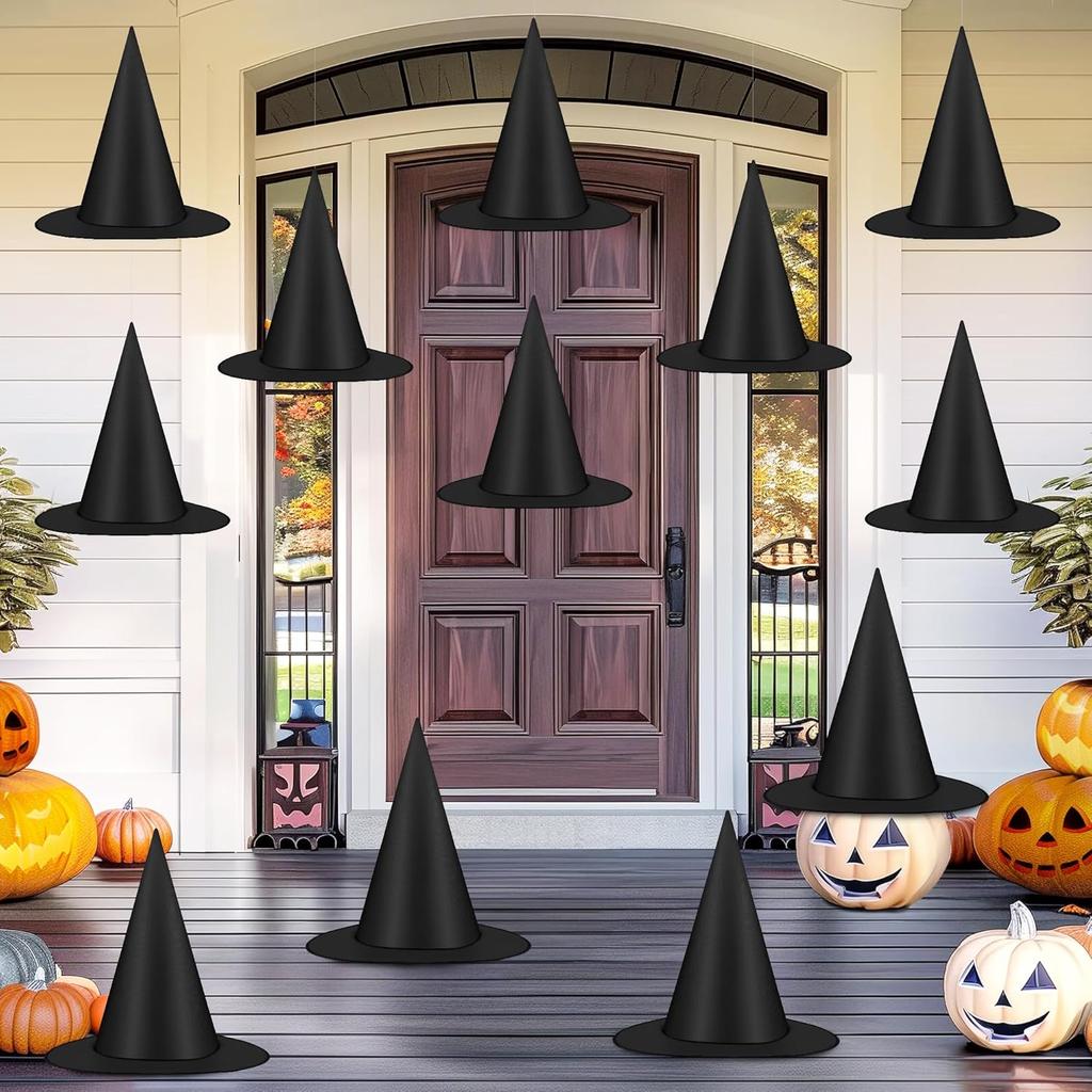 Halloween Witch Hat Black Witch Hat Costume Accessories for Indoor and Outdoor Halloween Decoration, Suitable for Home Courtyard Porch Ceilings