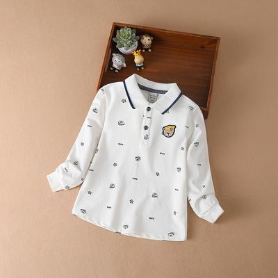 Boys Polo Shirt 2024 New High-quality Cotton Spring Autumn Long Sleeve Cartoon Embroidered Top Kids Casual Clothing