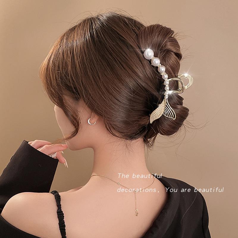 Luksusowy Metalowy Klips do Włosów dla Kobiet - Bardzo Duży Klips Rekinowy do Eleganckich Upięć